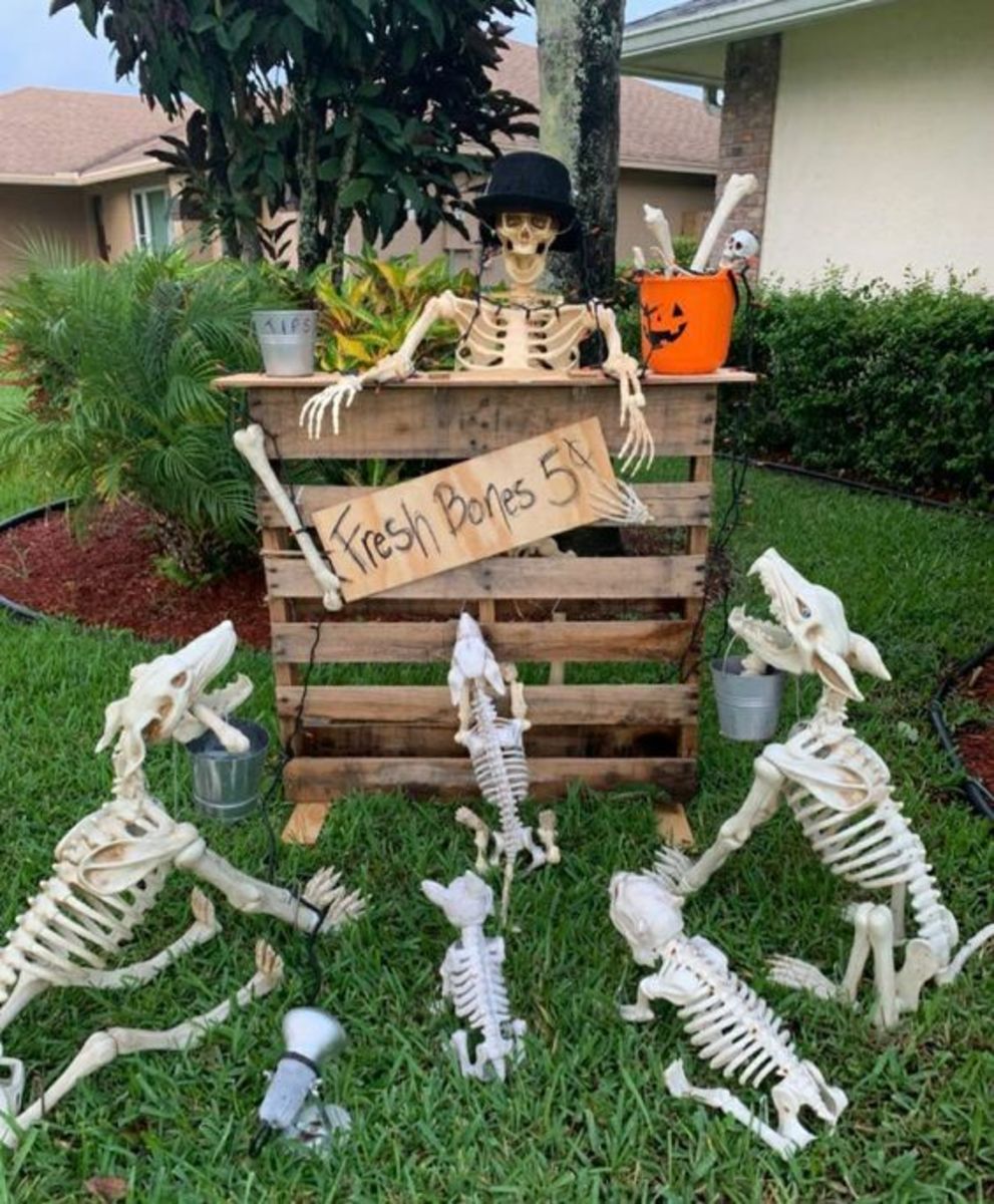 Pallet display with skeletons