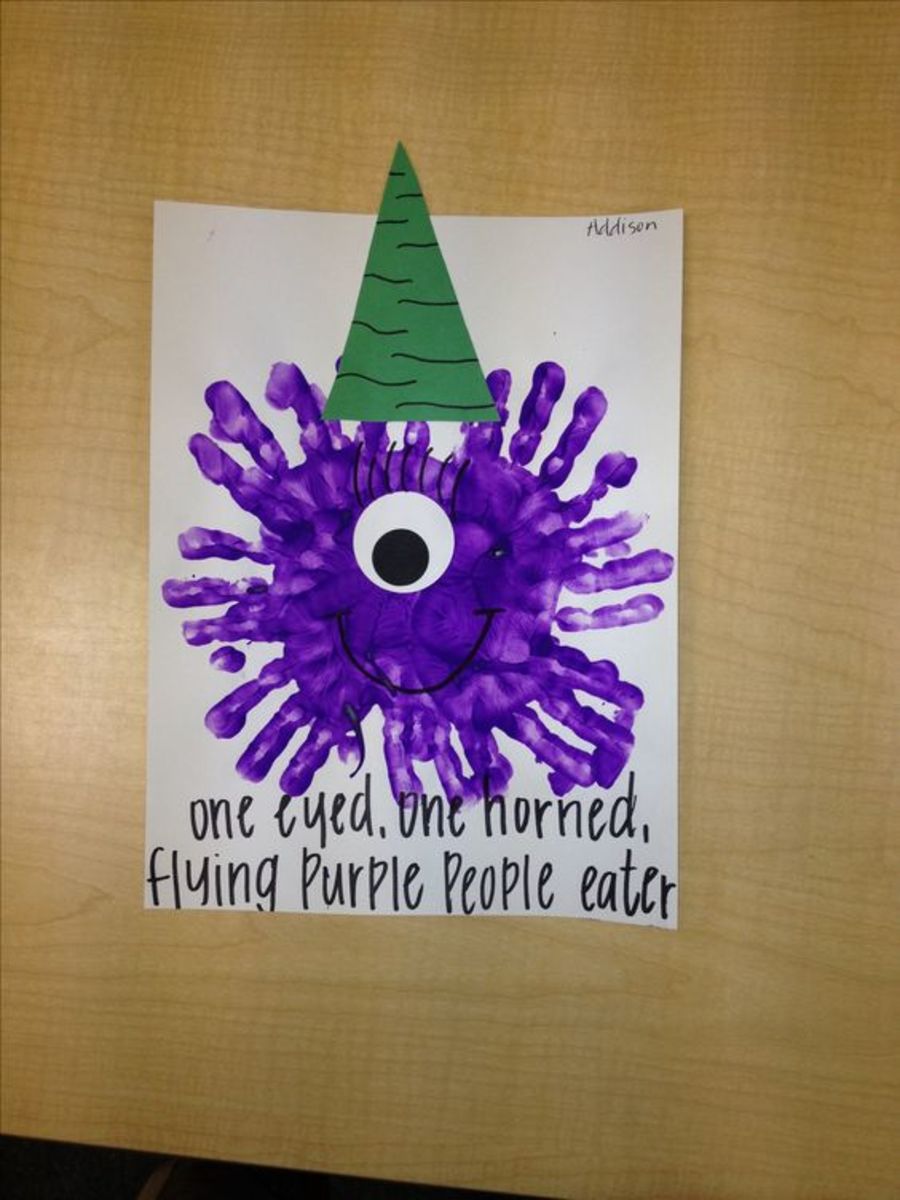 Flying purple people eater. Halloween craft for kids 