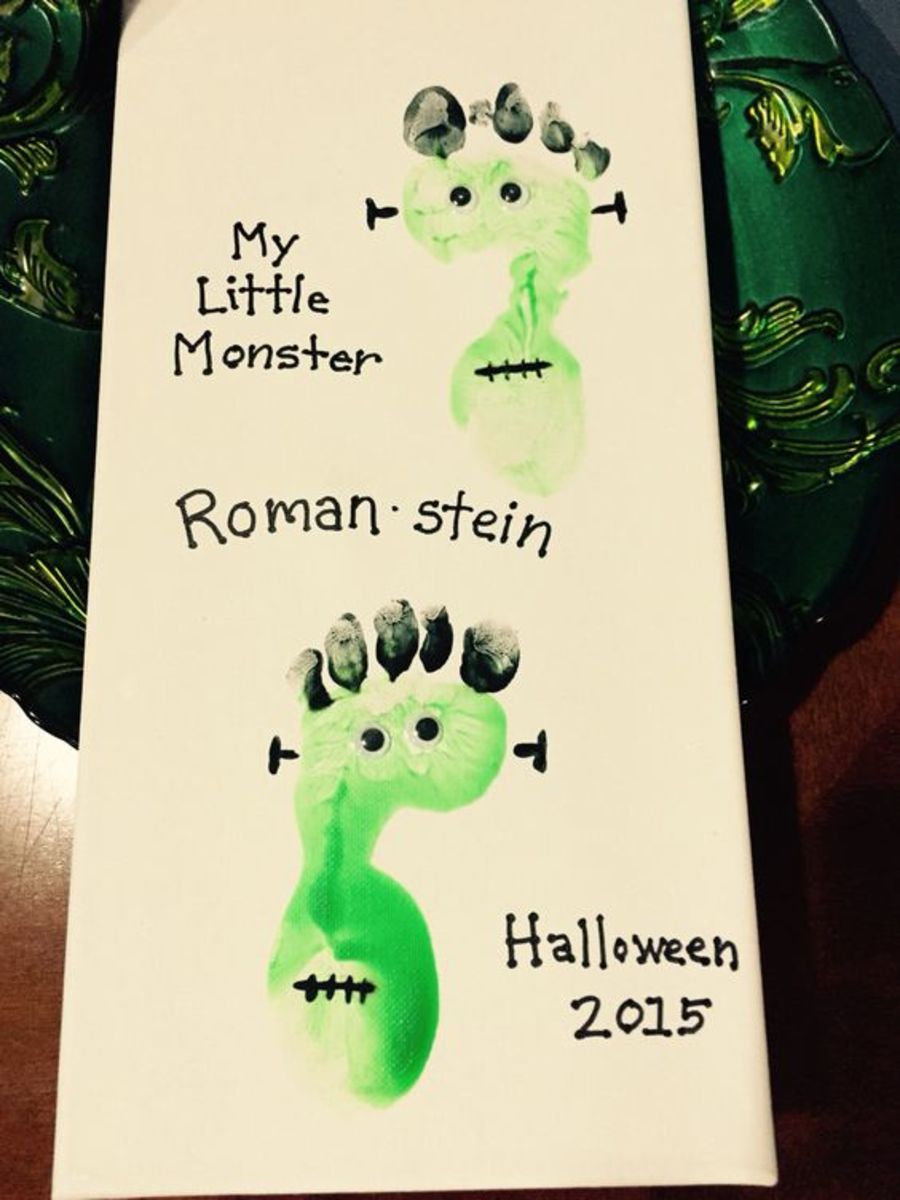 DIY Halloween Frankenstein footprint art – super easy and cute!