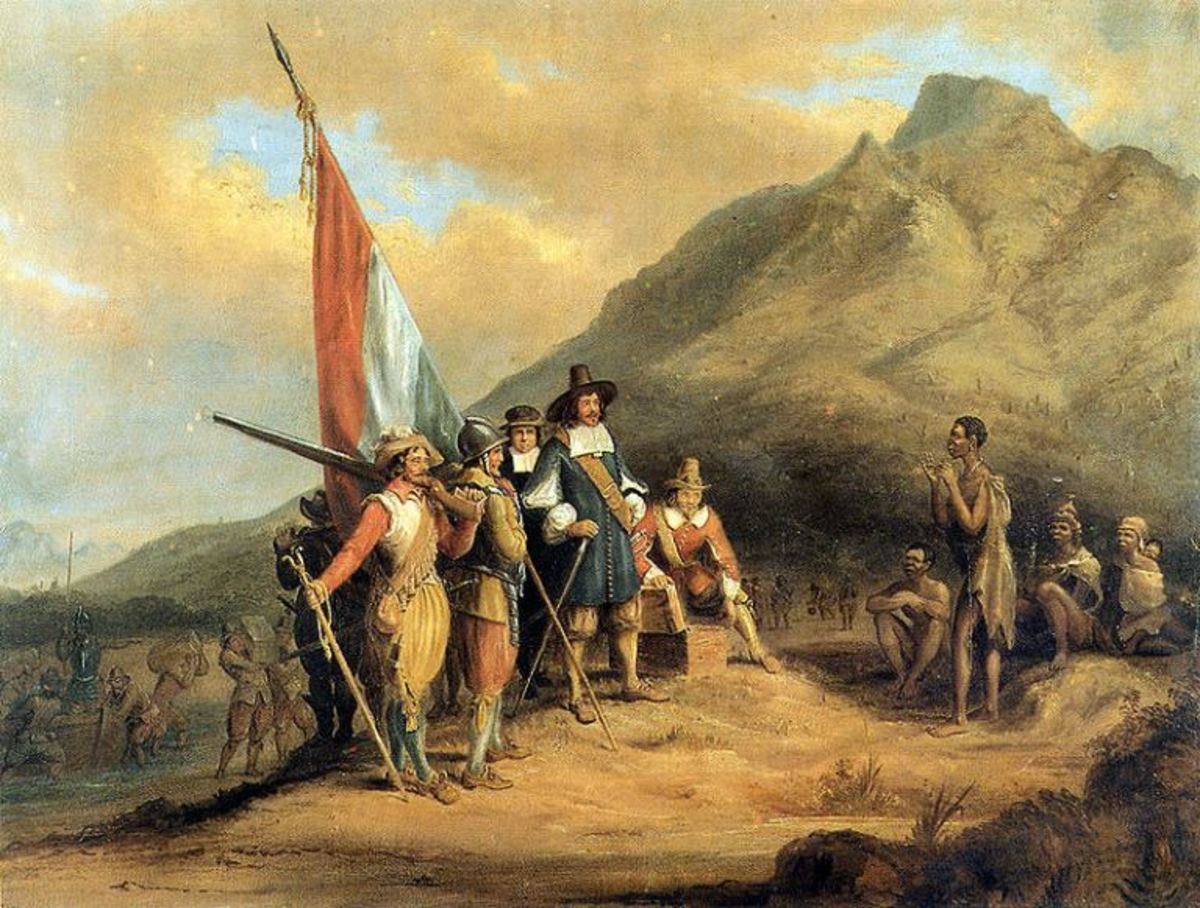 Charles Bell's painting of Jan van Riebeeck's arrival at the Cape of Good Hope on 6 April 1652 