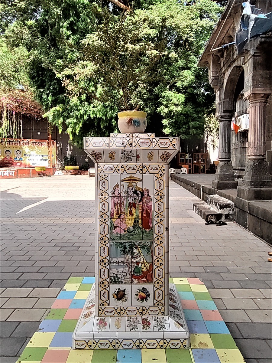 "Tulsi Mancha' with the Holy Basil plant; Vajreshwari temple