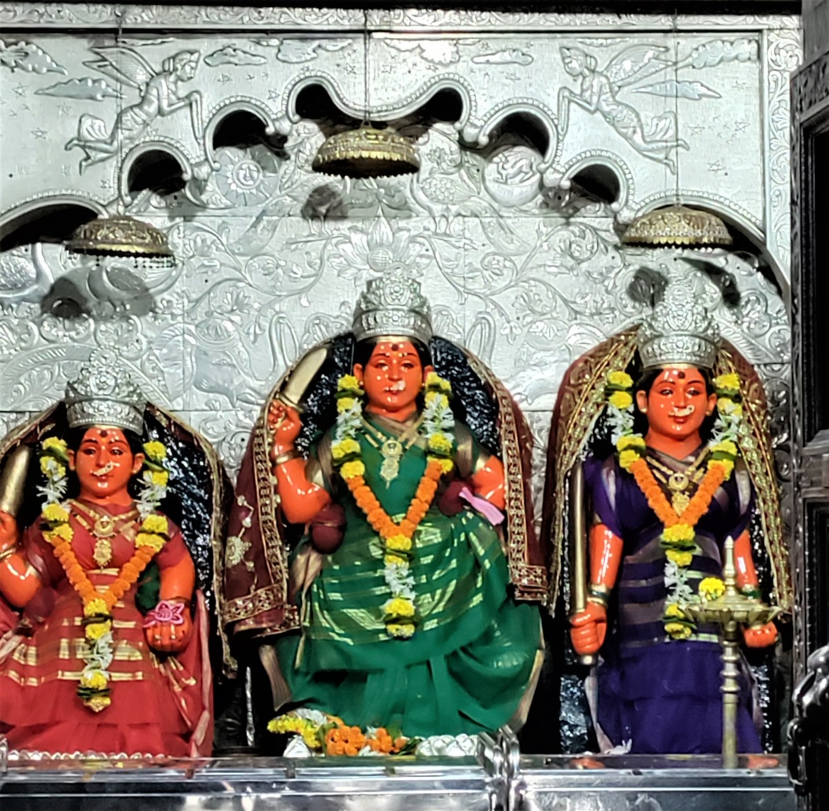 Vajreshwari Devi (at the centre) with Renuka Mata and Kalika Devi