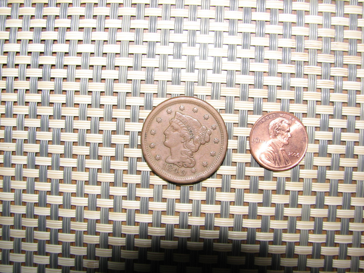Large Cent compared to our modern day penny.