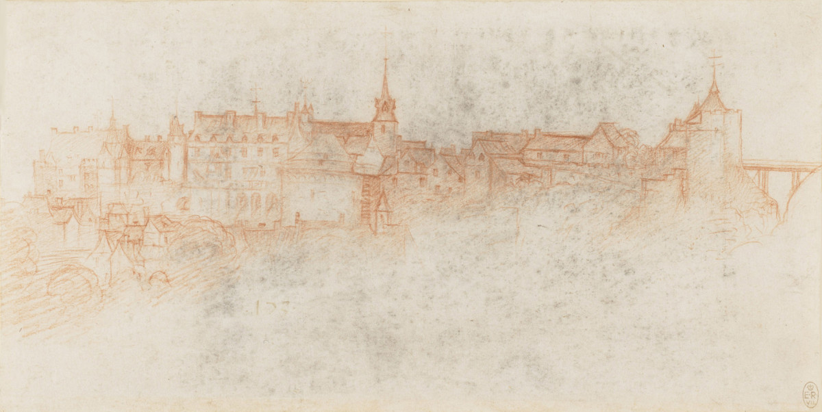Drawing of the Château d'Amboise ascribed to Francesco Melzi, made in 1518.