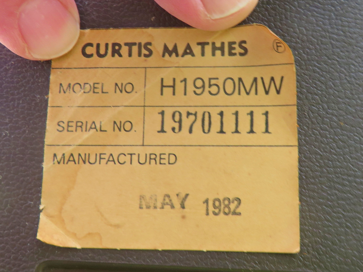 The Lable on the Back of the Curtis Mathes Color Television Model H1950MW has a lot of cool information, such as the date it was made and serial number.