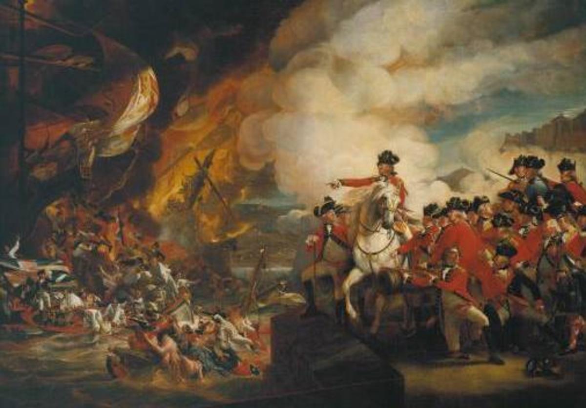 "Siege of Gibraltar" by John Singleton Copley.  (Public Domain Picture courtesy of WikiPedia.org  http://en.wikipedia.org/wiki/File:The_Siege_and_Relief_of_Gibraltar.jpg)
