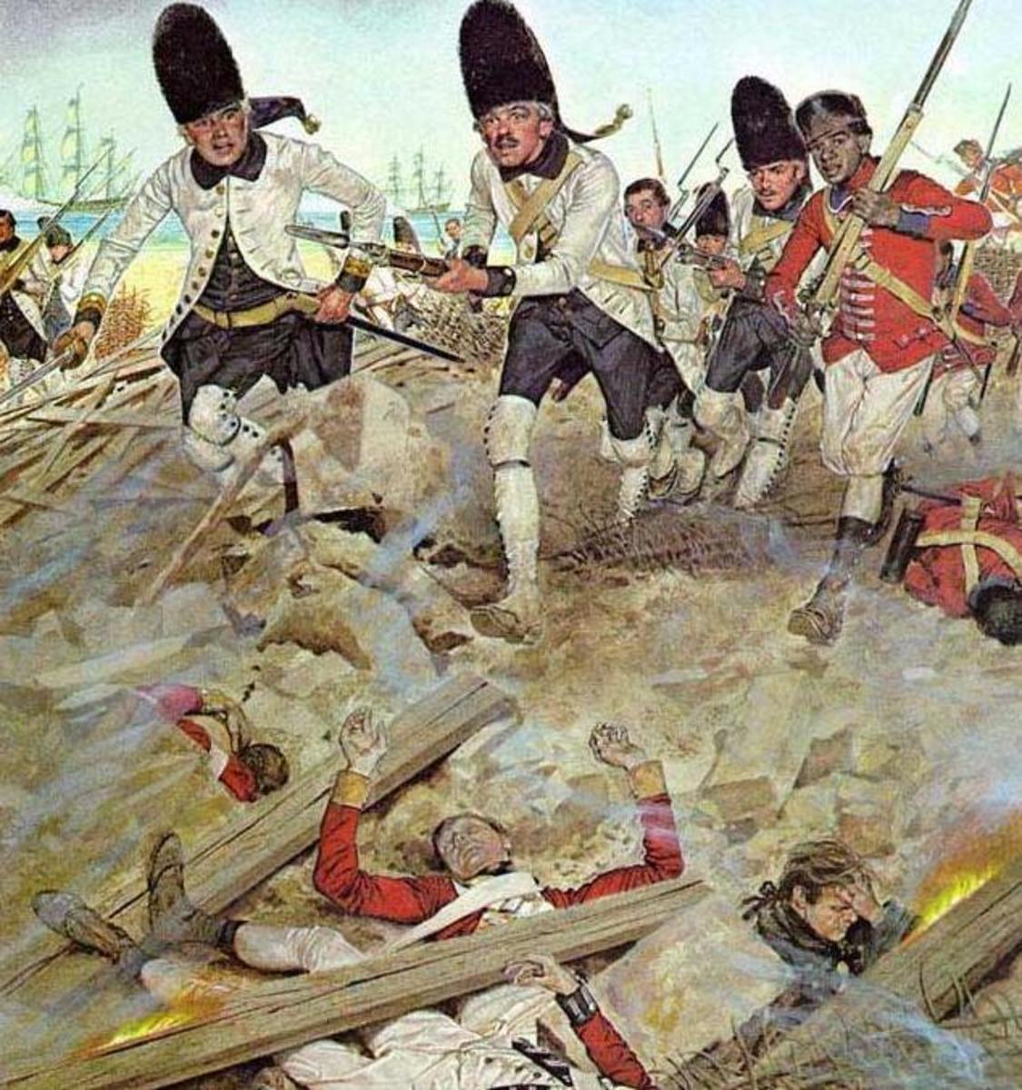 Spanish Troops attacking Ft. George in Pensacola, Florida during Revolution