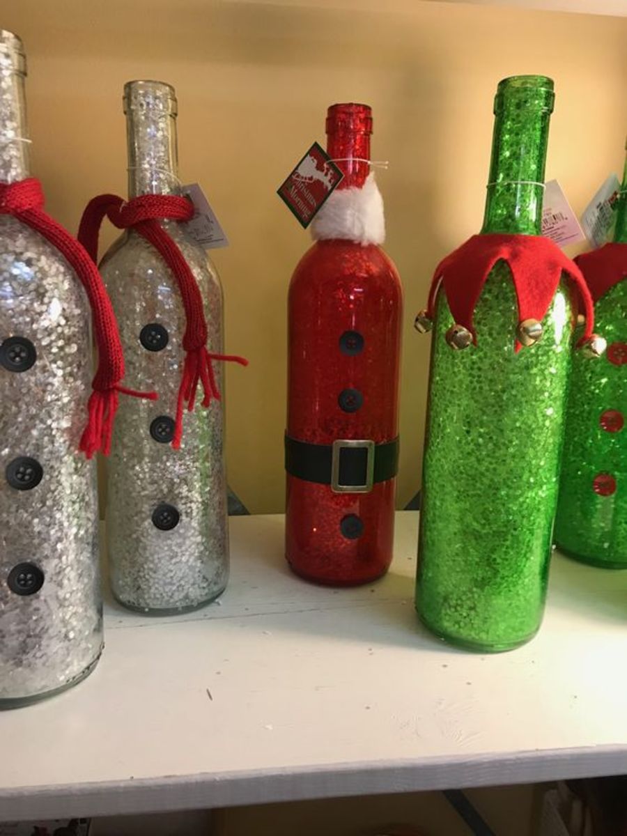 Bottles in Christmas colors