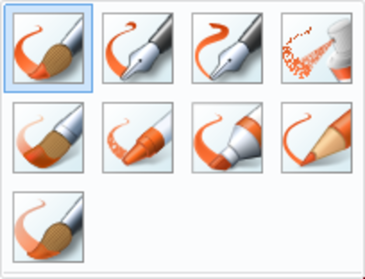Brush tools in Microsoft Paint