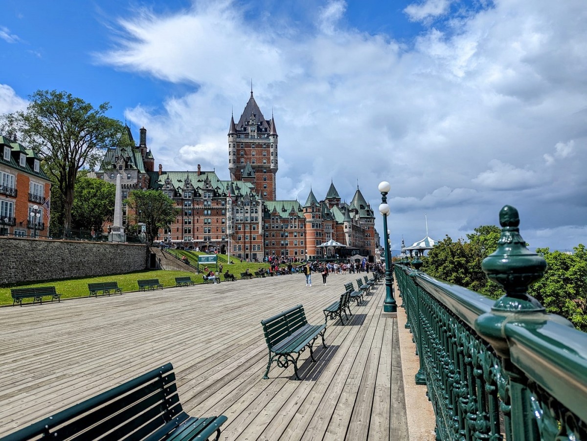 The Château Frontenac Hotel is viewed from the Dufferin.