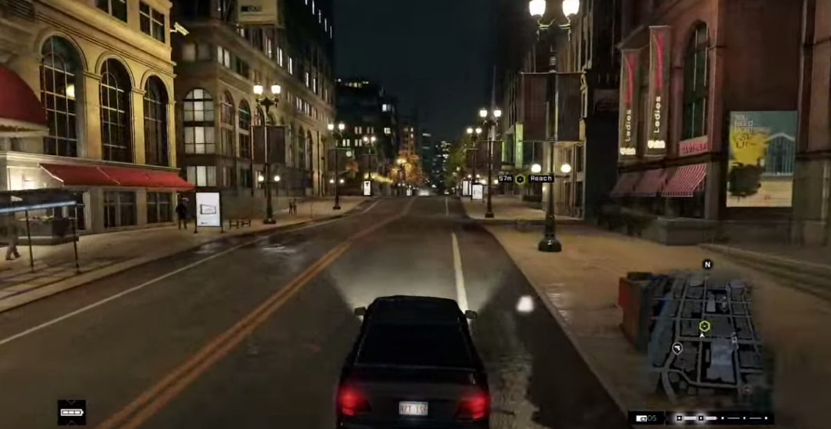 Aiden drives through the streets of Chicago during an Interception Fixer Contract in Watch_Dogs.