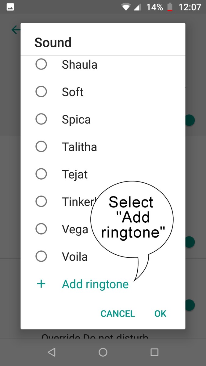 Scroll to the bottom of the lists of sounds and tap on "Add ringtone".