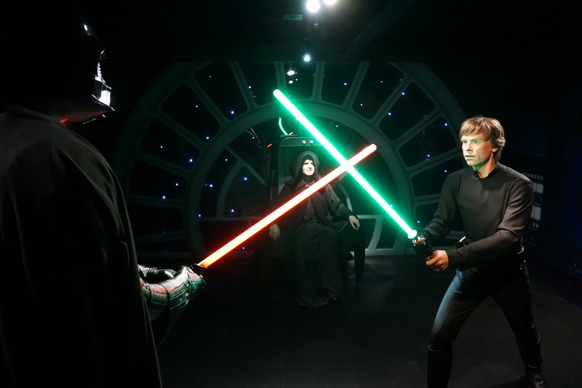 Luke Skywalker emerges from his final duel with Darth Vader as a Jedi Knight.