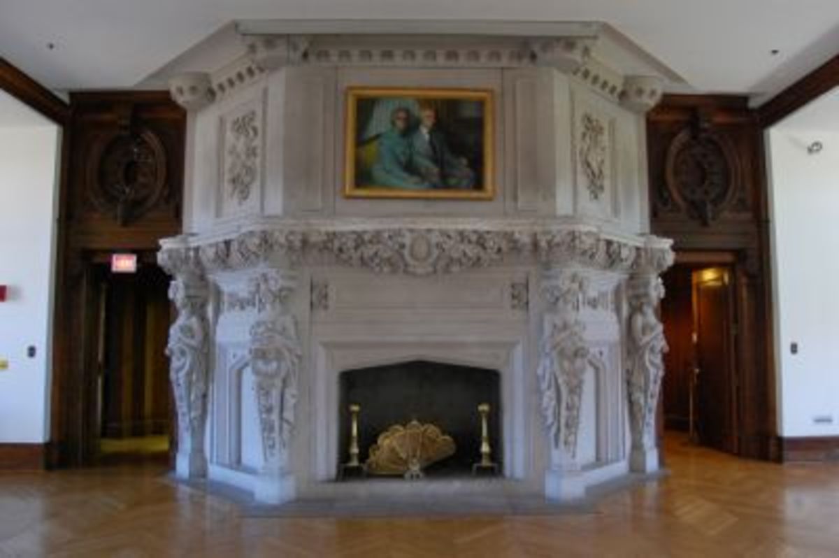 The majestic fireplace in the Ballroom 