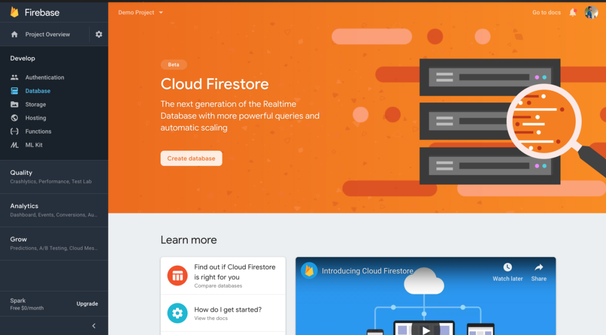 Create the firestore database