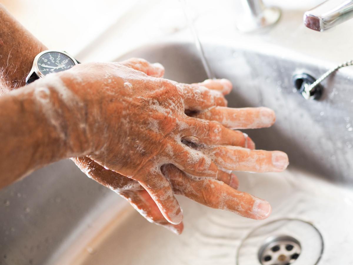 Wash hands first. Then, wash intermittently as you handle and clean your outdoor gear.