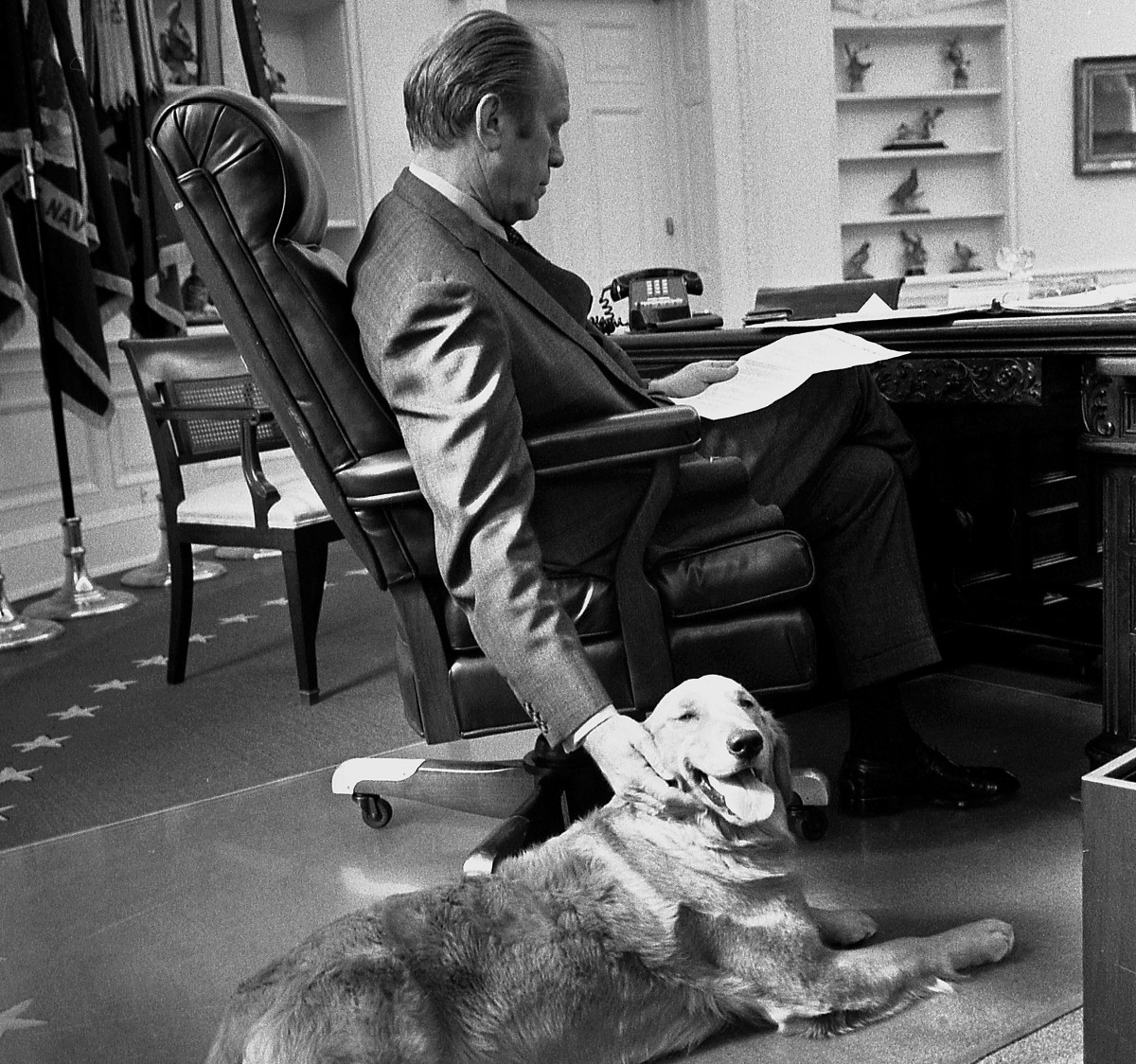 President Ford and his golden retriever Liberty 