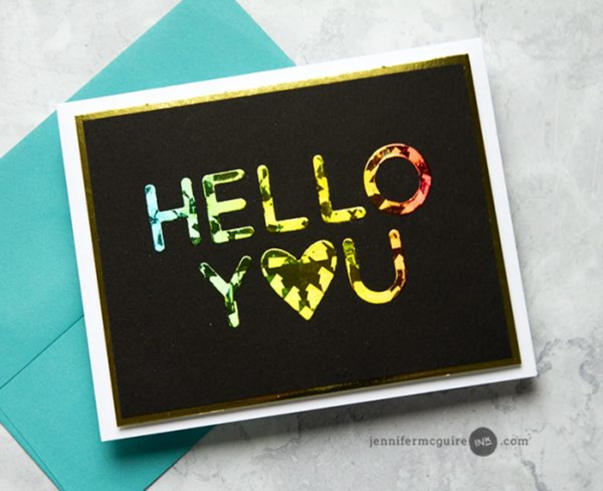 Use die cuts with foiling technique to create custom greeting cards