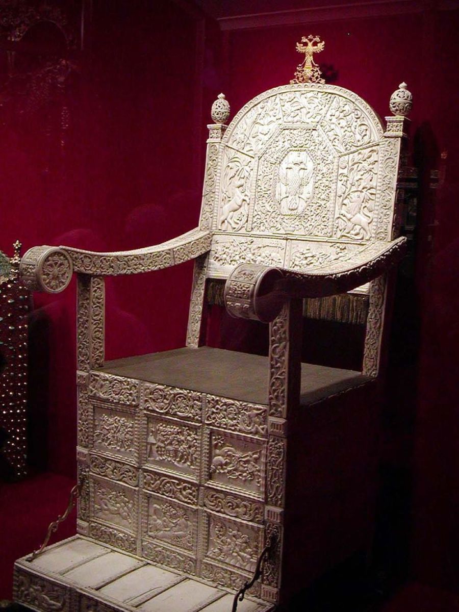 Ivan the Terrible's throne. It was constructed from wood, metal and ivory.