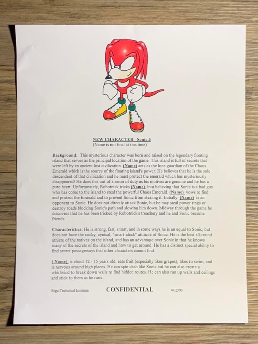 Near final design of Knuckles with STI's character description