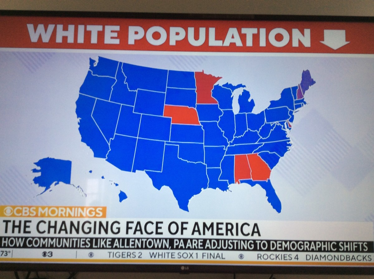 A graphic on CBS Mornings of the decrease of White Americans which motivated attack on US Capitol January 6, 2021.