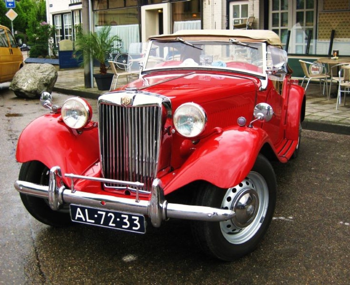 1952 classic MG.  Nathaniel rides in style.