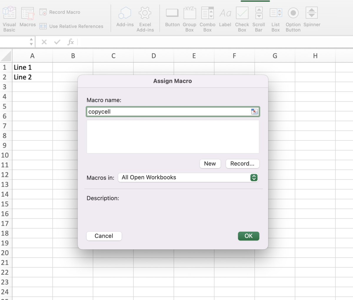 Create a Macro Button in Excel to Copy Cells - 36