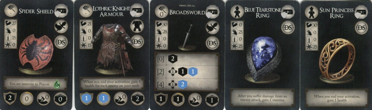 The Knight's unique treasure cards.