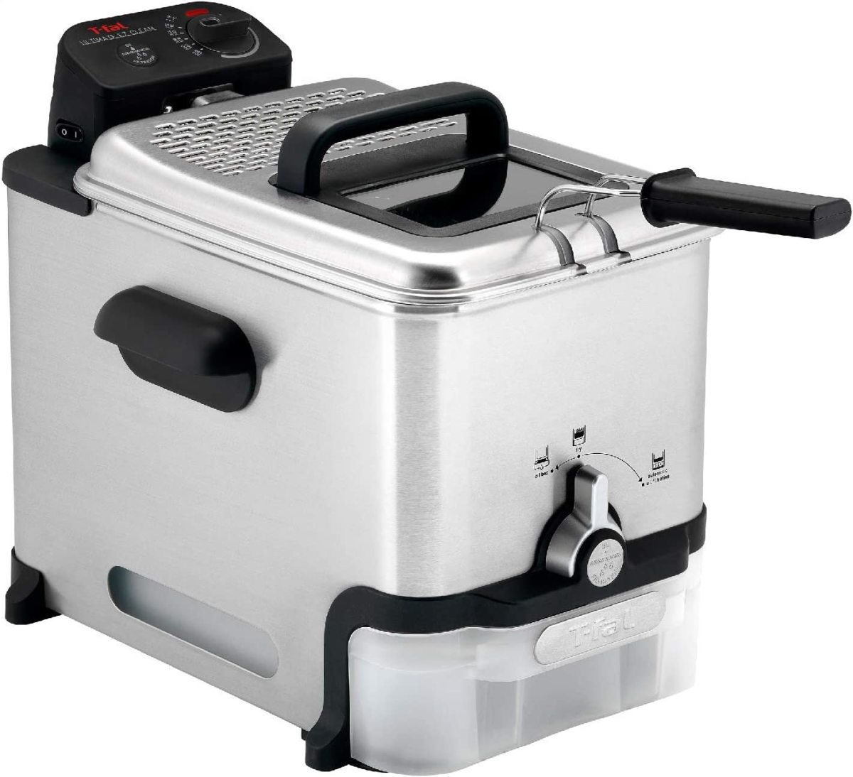 The T-fal deep fryer with basket.
