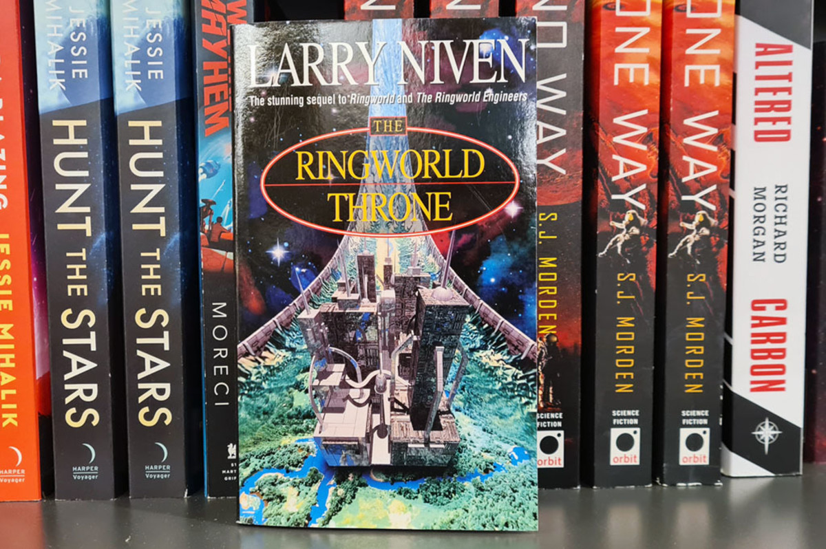Book cover for The Ringworld Throne, the third book in Arthur C. Clarke’s most celebrated series.