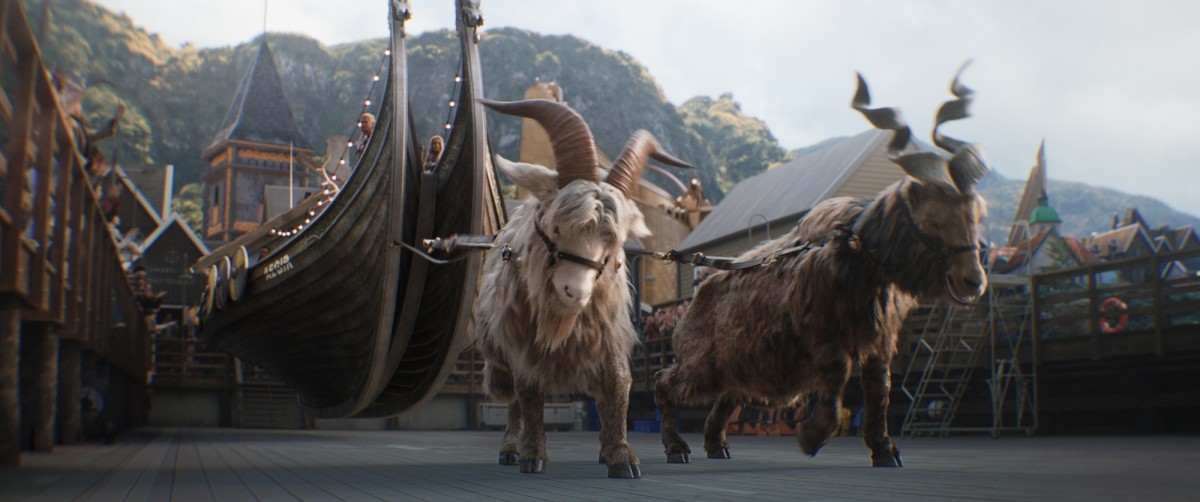 The screaming goats, Toothgrinder and Toothgnasher, in, "Thor: Love and Thunder."