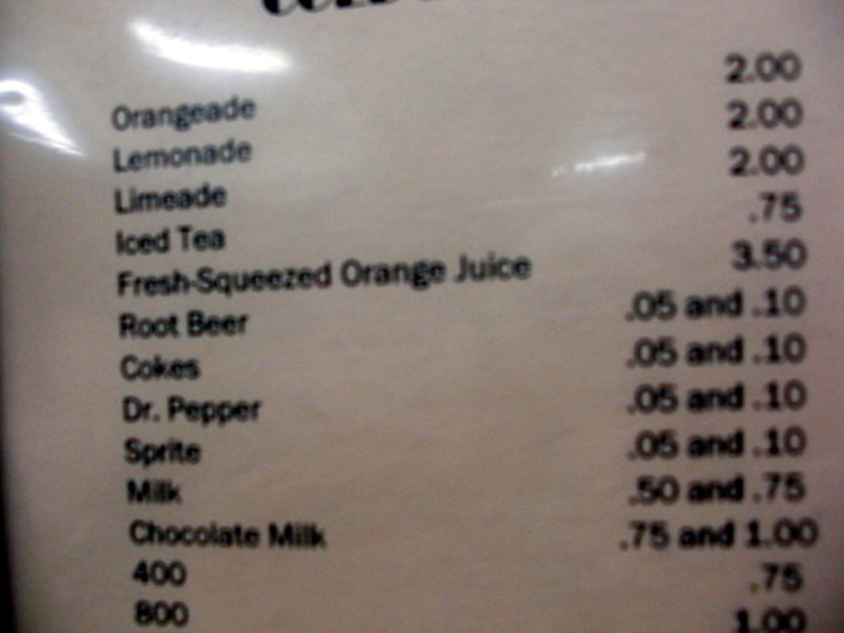Excerpt of a menu from Ava Drug Store. Yes, those are the real prices!