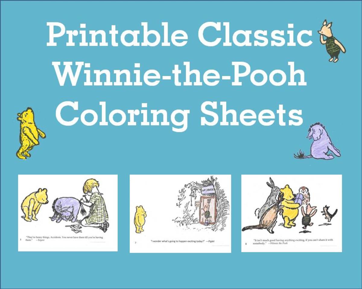 This article includes 10 printable pages for Classic Winnie-the-Pooh coloring sheets.