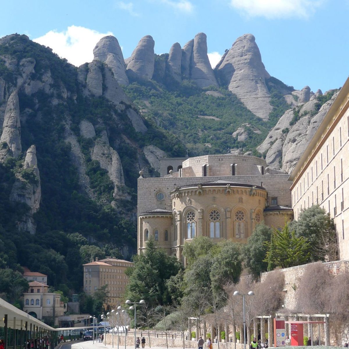 The Serrated Mountain Peaks of Montserrat Looming over the Benedictine Abbey