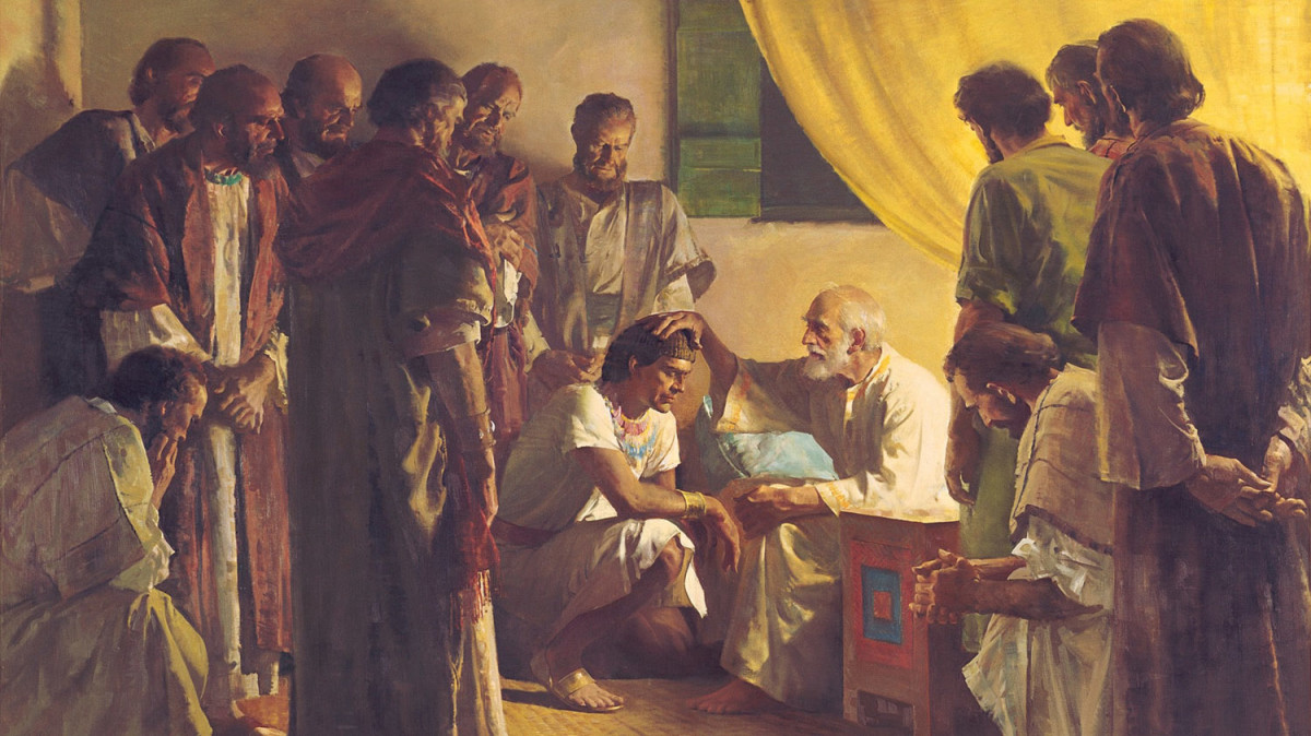 Lehi speaking to Jacob and family before his death.