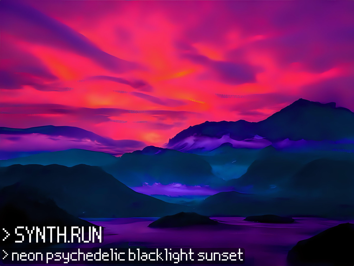 Neon psychedelic blacklight sunset (Actual text prompt used)