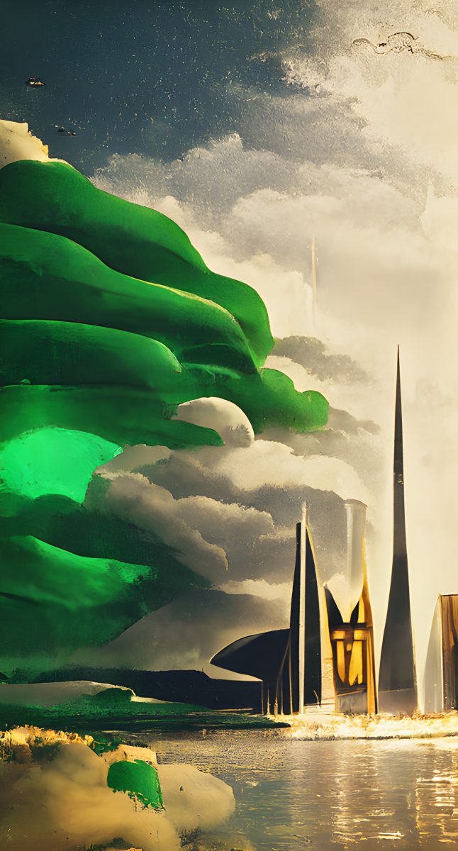 StarryAI: The art deco emerald city of Oz fame (Actual text prompt used)