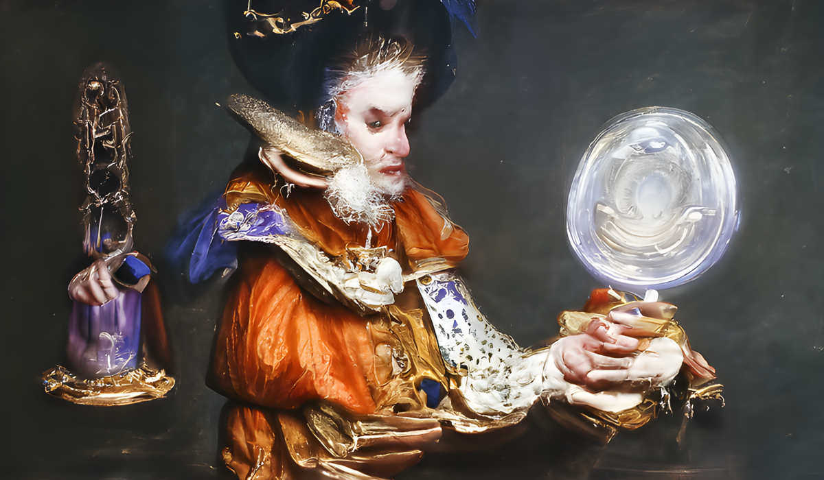 StarryAI: Elizabethan Conjurer (Actual text prompt used) (Rococo style)