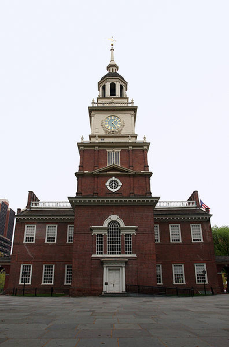 Independence Hall, Philadelphia, the tower from which a Moravian trombone choir played chorales at a 1913 Christmas celebration.