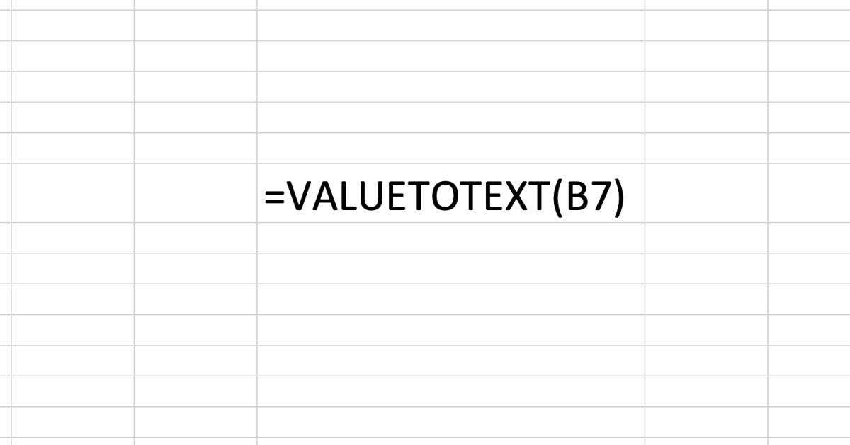 The VALUETOTEXT function gives an Excel user the ability to change any value in a cell to a text value.
