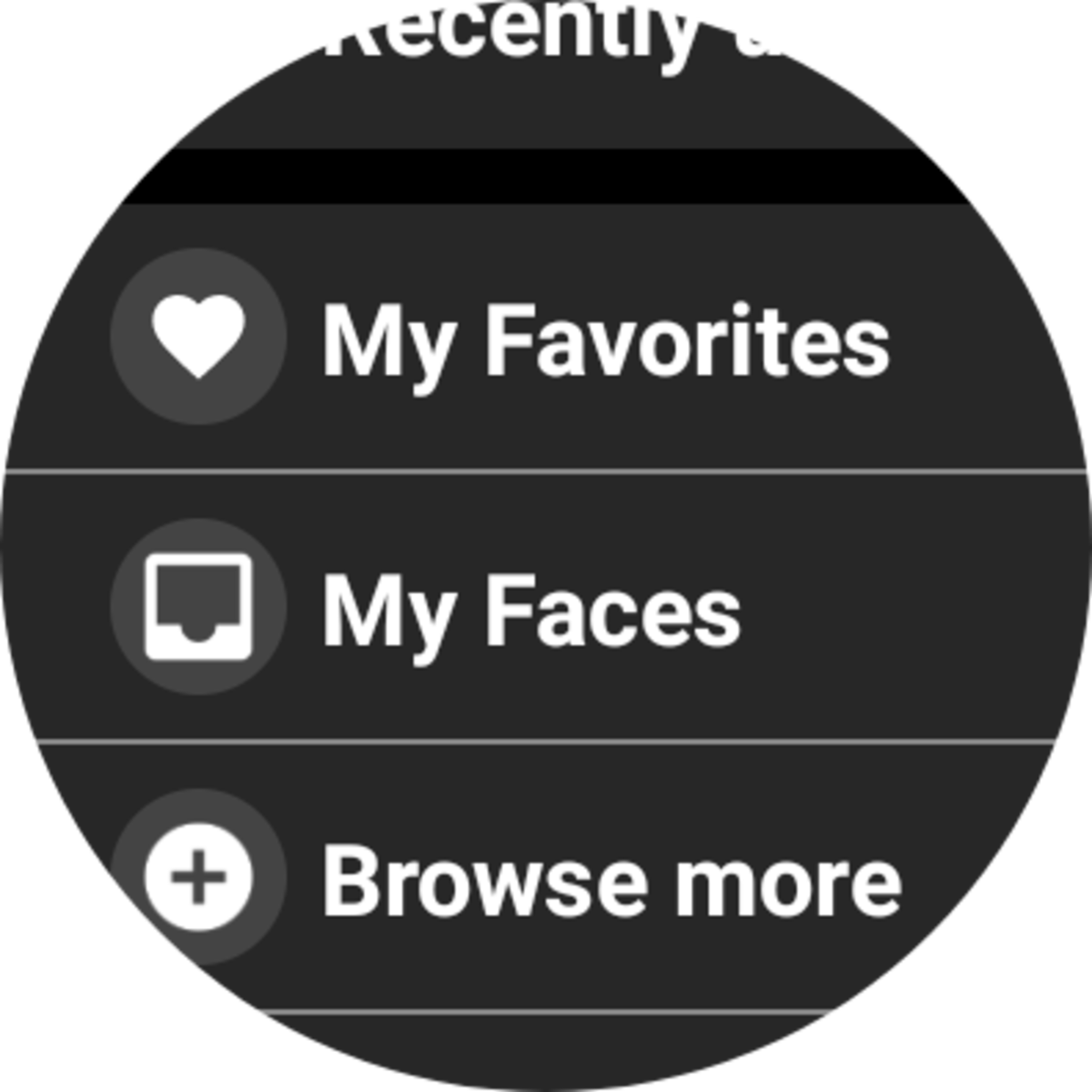 Choose My Faces to set up the Facer app on your Samsung Galaxy 4 watch