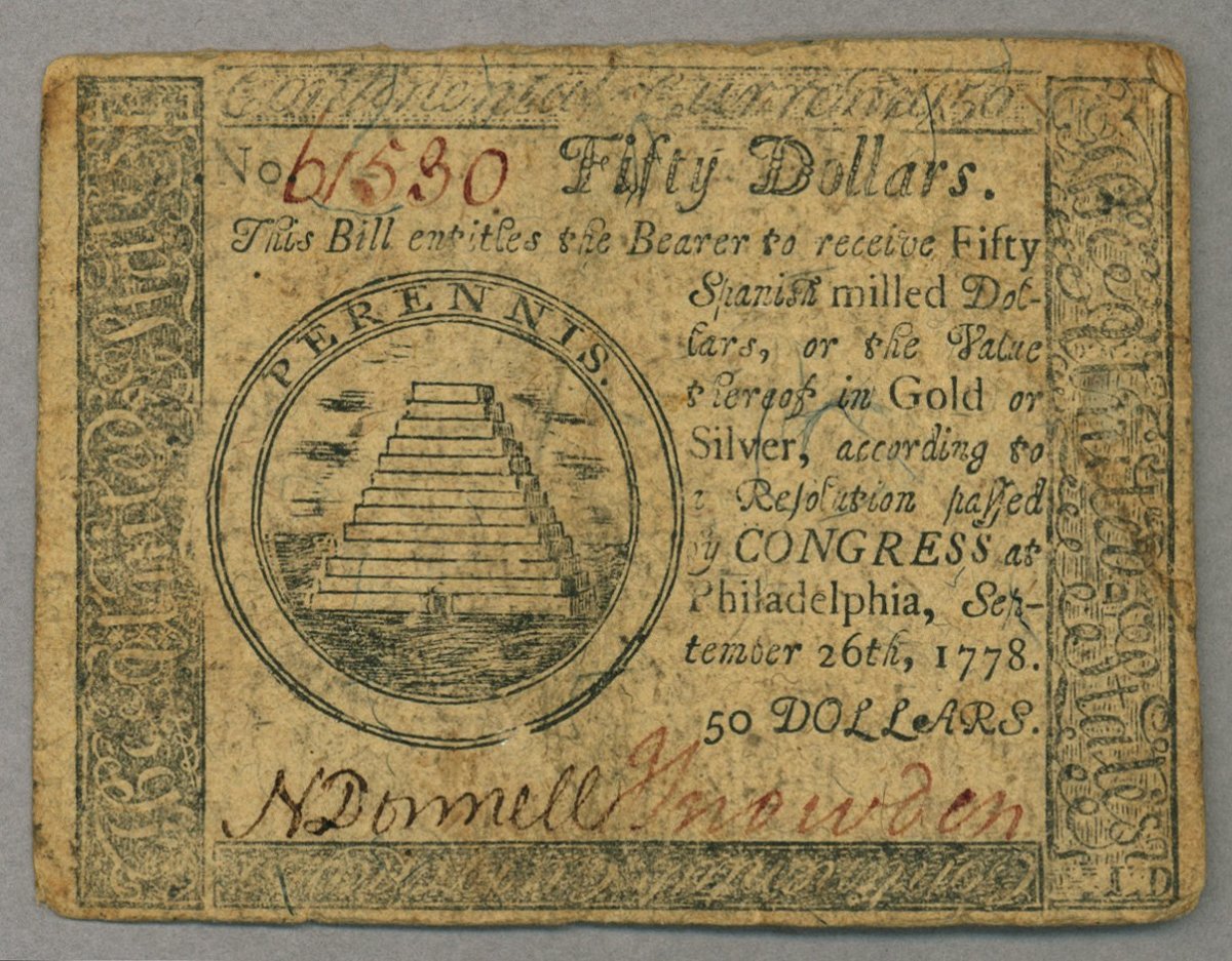 1778 $50 Continental Currency.