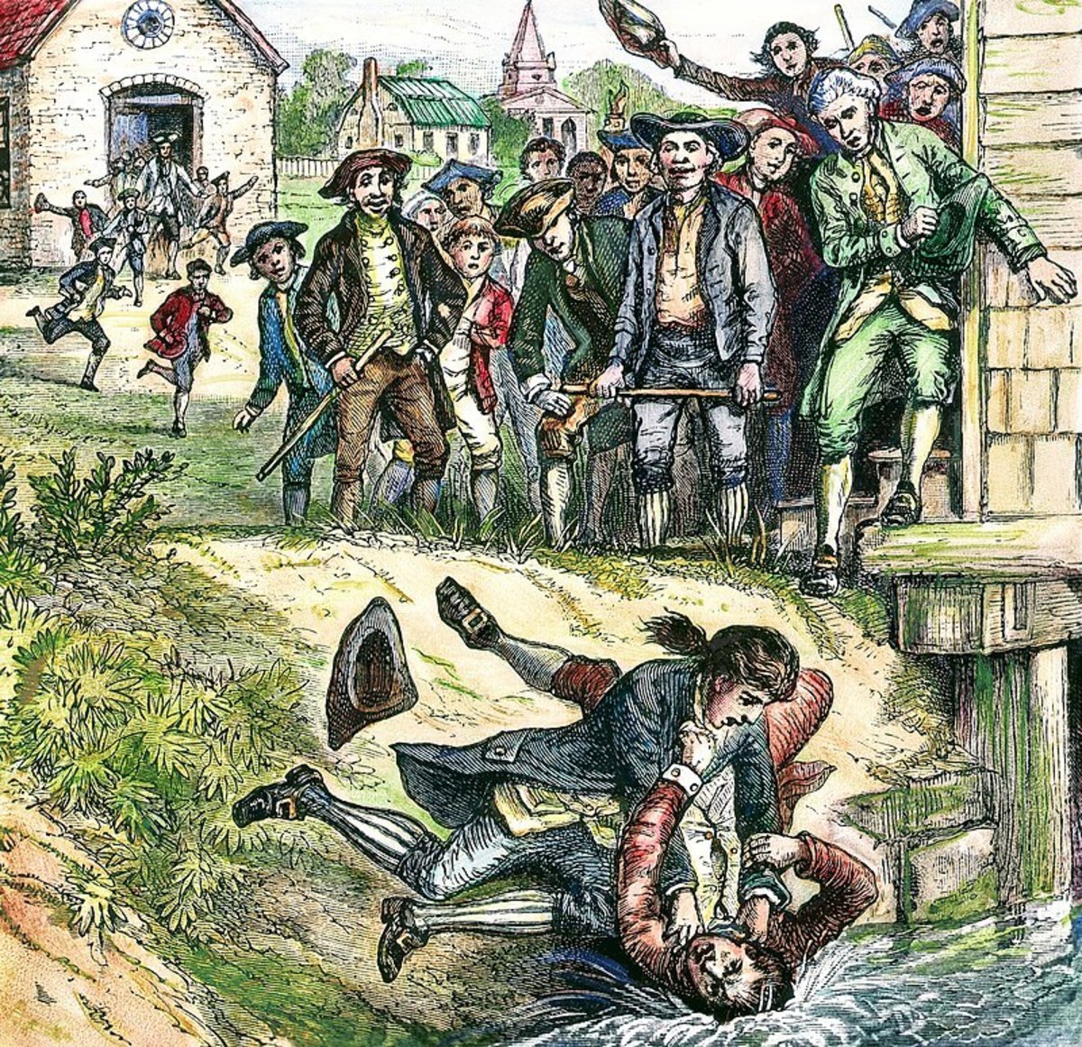A scene at Springfield, Massachusetts, during Shays’ Rebellion, when the mob attempted to prevent the holding of the Courts of Justice.