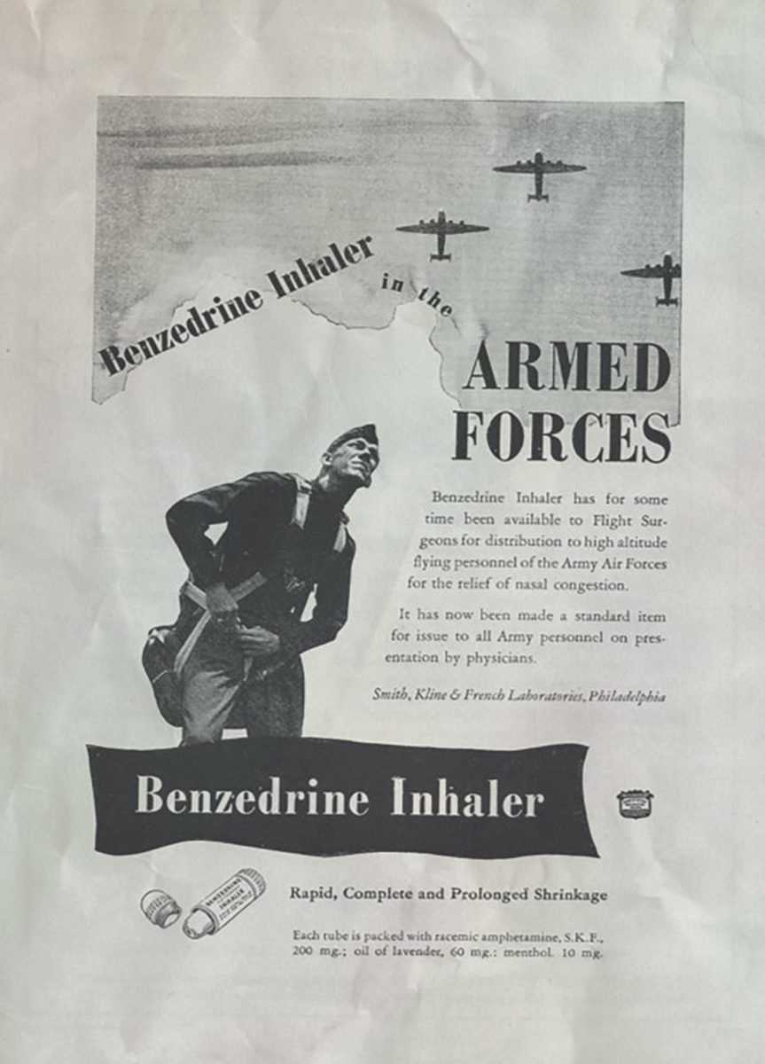 A flyer advertising amphetamine for use in combat during WWII. 
