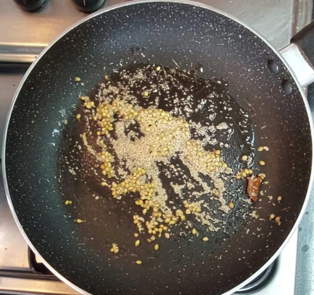 Add 1 teaspoon poppy seeds and saute for a few seconds or till spices turn aromatic.