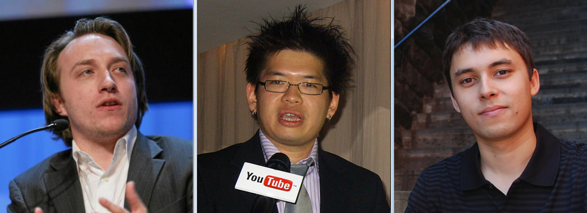 From left to right: Chad Hurley, Steve Chen, and Jawed Karim.