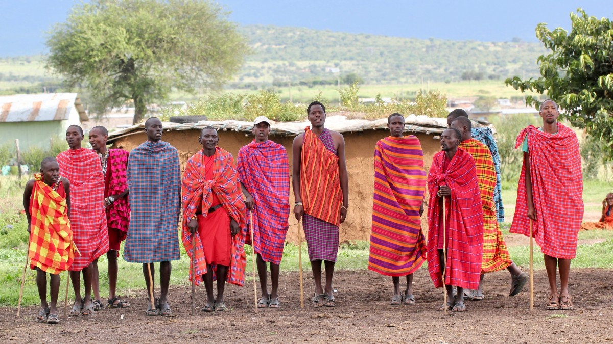 A lineup of Maasai men.