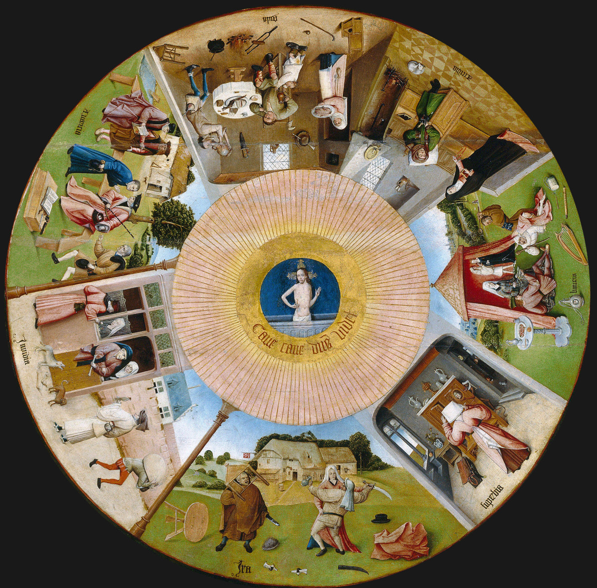 Does this painting attributed to Hieronymus Bosch (~1500) depict a wheel of sin or fortune?