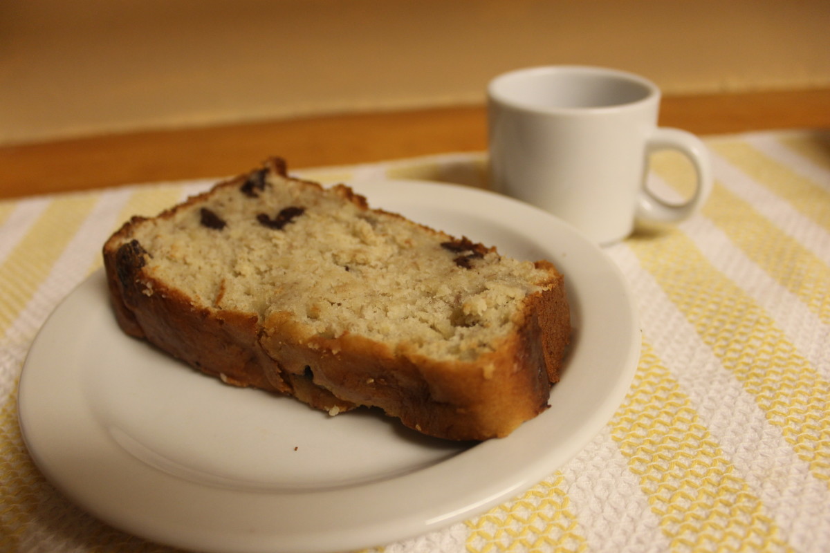 My favorite banana bread with a cup of coffee