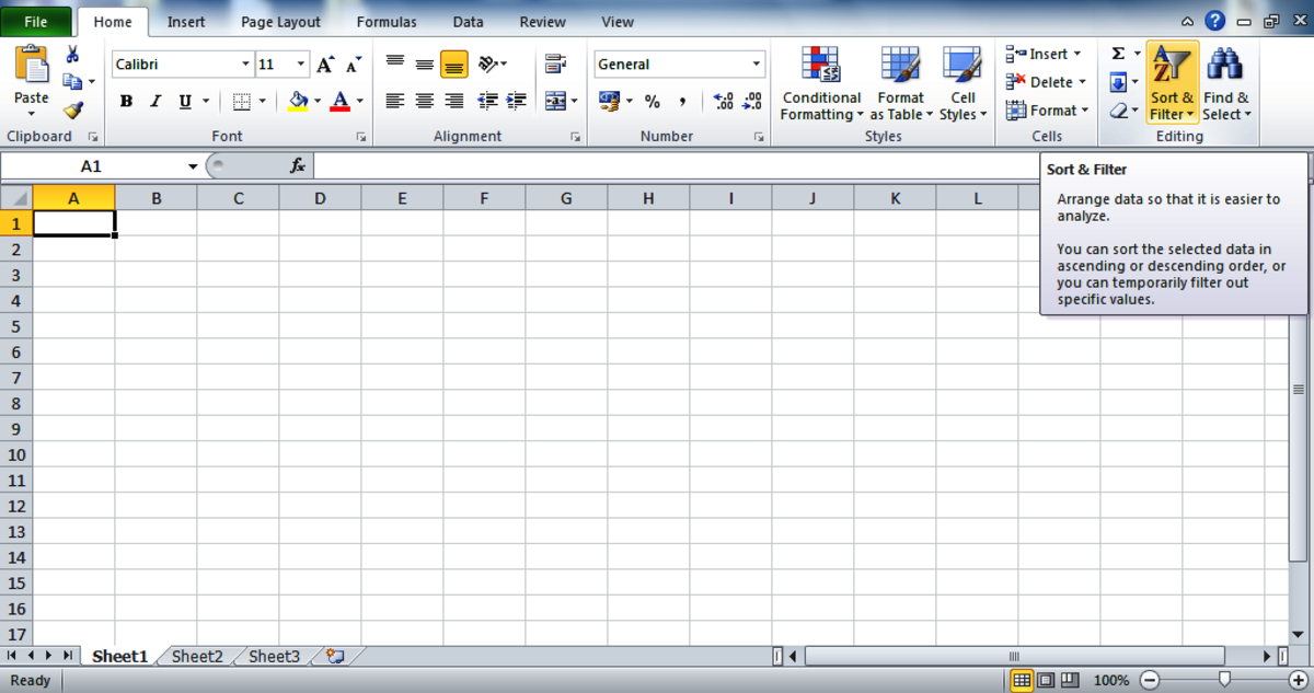 MS Excel: Sort & Filter option.